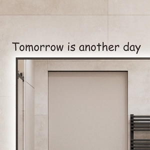 Minimalist black wall sticker with Tomorrow is another day text for home decor