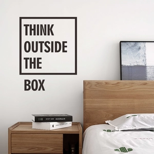 Modern Think Outside the Box wall sticker for minimalist bedroom and office decor