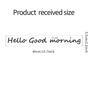 Detailed size specifications for Hello Good Morning adhesive bedroom wall decal stickers