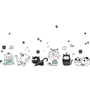 Stickers muraux chat mignon pour chambre d'enfant avec motifs de chatons ludiques