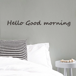 Hello Good Morning English Quote Wall Sticker Removable PVC Artistic Lettering Decal For Bedroom Living Room Home Decor