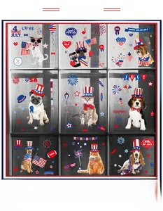 Macro detail of July 4th patriotic pet window clings with American flag star patterns
