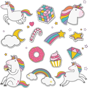 Stickers muraux licorne et arc-en-ciel aux couleurs macaron pour chambre d'enfant