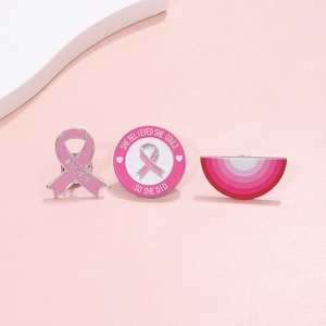 Set de broches en émail ruban rose pour la sensibilisation au cancer du sein et Hope