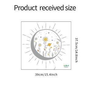 Detailed dimensions of cartoon sunflower and moon wall stickers, 39x37.5cm size chart