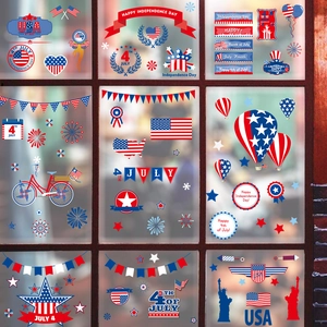 Independence Day Static Cling Window Stickers PVC American Flag Statue Of Liberty Stars Decals For Festive Glass Decoration