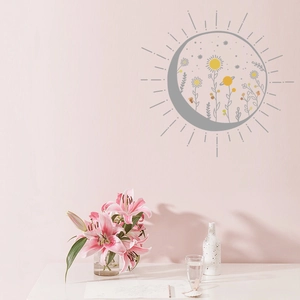 Sun Moon Sunflower Wall Stickers For Kids Bedroom Cartoon Planet Stars PVC Removable Aesthetic Wall Decal Home Decor
