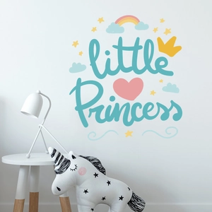 Cartoon Little Princess rainbow wall stickers with stars for nursery wall decoration