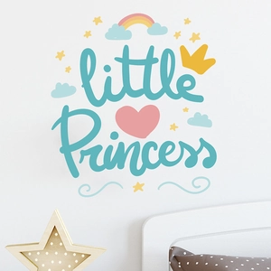 Little Princess rainbow wall stickers for kids room decoration with stars and hearts