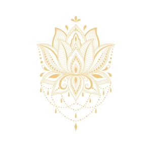 Sticker mural mandala lotus doré élégant avec motif floral bohème symétrique pour la maison