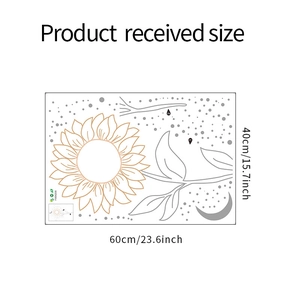 Sunflower and moon wall sticker product sheet dimensions 60x40cm for home decor layout