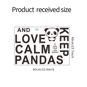 Detailed size chart for panda wall sticker measuring sixty by forty centimeters