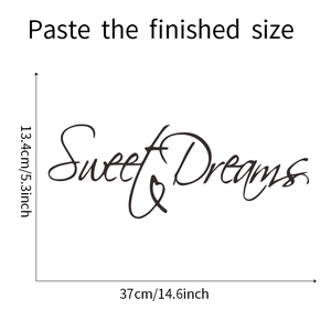 Dettaglio adesivo murale Sweet Dreams con dimensioni 37 cm di larghezza e 13,4 cm altezza