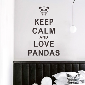 Minimalist panda wall sticker with Keep Calm text for modern bedroom wall decor