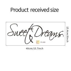 Dettaglio delle dimensioni dell'adesivo da parete Sweet Dreams 40 cm per 15,4 cm