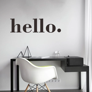 Minimalist black hello text wall sticker for modern living room and office decoration