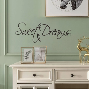 Adesivo Murale Citazione Sweet Dreams in PVC Removibile Arte Scritte Decalcomania per Camera Letto Soggiorno Casa Decor Cuore Nero