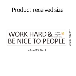 Measurement view of 'Work Hard & Be Nice to People' wall sticker in 40x10cm size