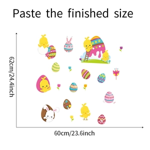 Cartoon Easter eggs and bunnies wall decals measuring 60cm wide by 62cm high