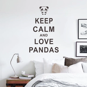 Minimalist panda wall sticker with Keep Calm and Love Pandas quote for home bedroom decor