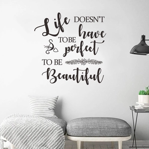 Sticker mural inspirant avec citation Life et lettrage cursif élégant pour déco