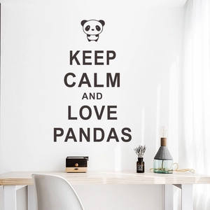 Minimalist panda wall sticker featuring Keep Calm And Love Pandas quote for bedroom decor