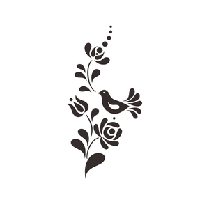 Minimalist black floral vine and bird wall decal with elegant silhouette design for bedroom decor