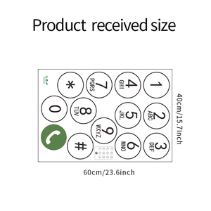 Detailed view of phone dial keypad wall sticker showing the 60x40cm product dimensions
