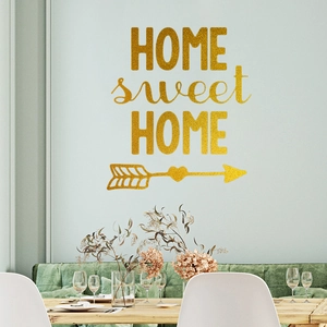 Glitter gold SWEET HOME wall sticker for bedroom and entryway home decoration