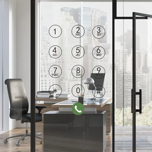 Modern black phone dial keypad wall stickers for office glass window decoration