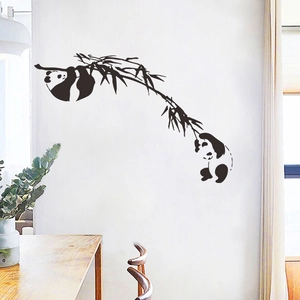 Naughty Panda Climbing Bamboo Branch Wall Sticker PVC Waterproof Modern Art Decal For Living Room Bedroom Decor