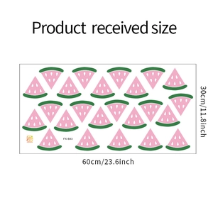 Detailed sheet showing 60x30cm cartoon watermelon wall sticker layout and dimensions