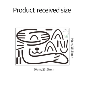 Detailed size layout of black cat face wall decals measuring 60x40cm for home decoration