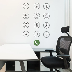 Creative telephone dial wall sticker for office decor featuring numbers and green call icon