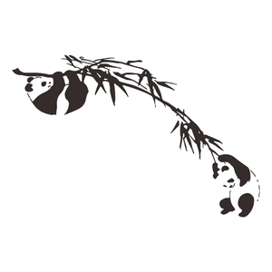 Minimalist panda climbing bamboo branches wall sticker for bedroom and living room decor