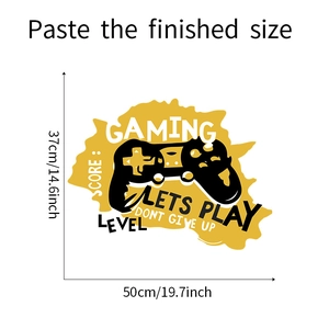 Detail showing dimension markings of 37x50cm for the gaming controller wall sticker
