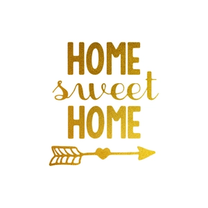 Golden glitter HOME sweet HOME wall sticker with heart arrow for modern home decor