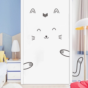 Cute black cat cartoon face and paws wall stickers for minimalist home door decoration