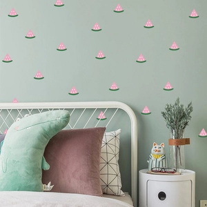 Pink and green watermelon wall decals for children's bedroom wall decoration
