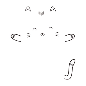 Minimalist black line cat wall sticker featuring cute cartoon expressions and tail