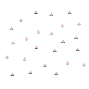 Minimalist pink watermelon wall stickers with scattered cartoon slices for room decor