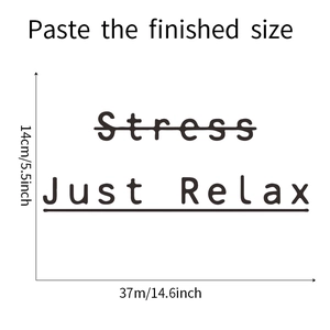 Détails des dimensions 37cm x 14cm du sticker mural Just Relax pour décoration murale