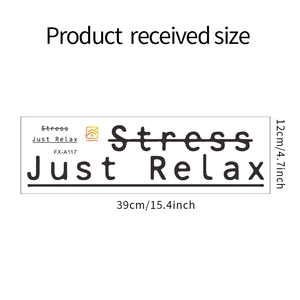 Guide détaillé des dimensions du sticker mural Just Relax affichant 39cm x 12cm