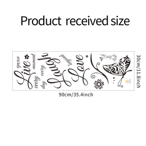 Detail view of DIY butterfly wall sticker dimensions 90cm x 30cm with inspirational words