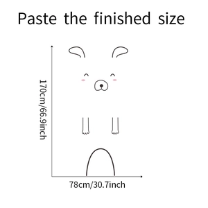 Detail showing the finished size dimensions for the DIY cartoon animal wall sticker