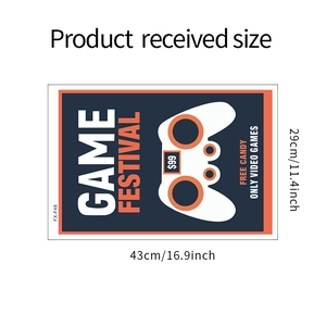 Detail showing game controller wall sticker dimensions measuring 43x29cm for room decor
