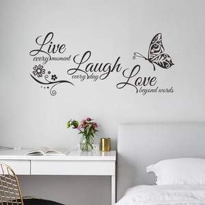 Inspirational quotes wall decals with butterfly designs for home wall decoration