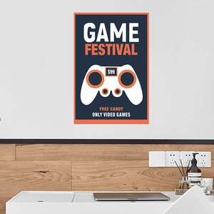 Flat design game controller wall sticker poster for modern room decor and gaming festival