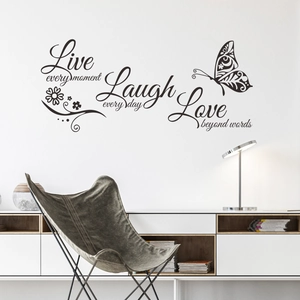 Inspirational wall decal with butterfly and floral patterns for modern home decor