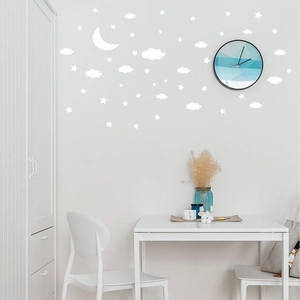 White Moon Stars Cloud Wall Stickers PVC Waterproof Carved Decal For Kids Nursery Bedroom Living Room Home Decoration